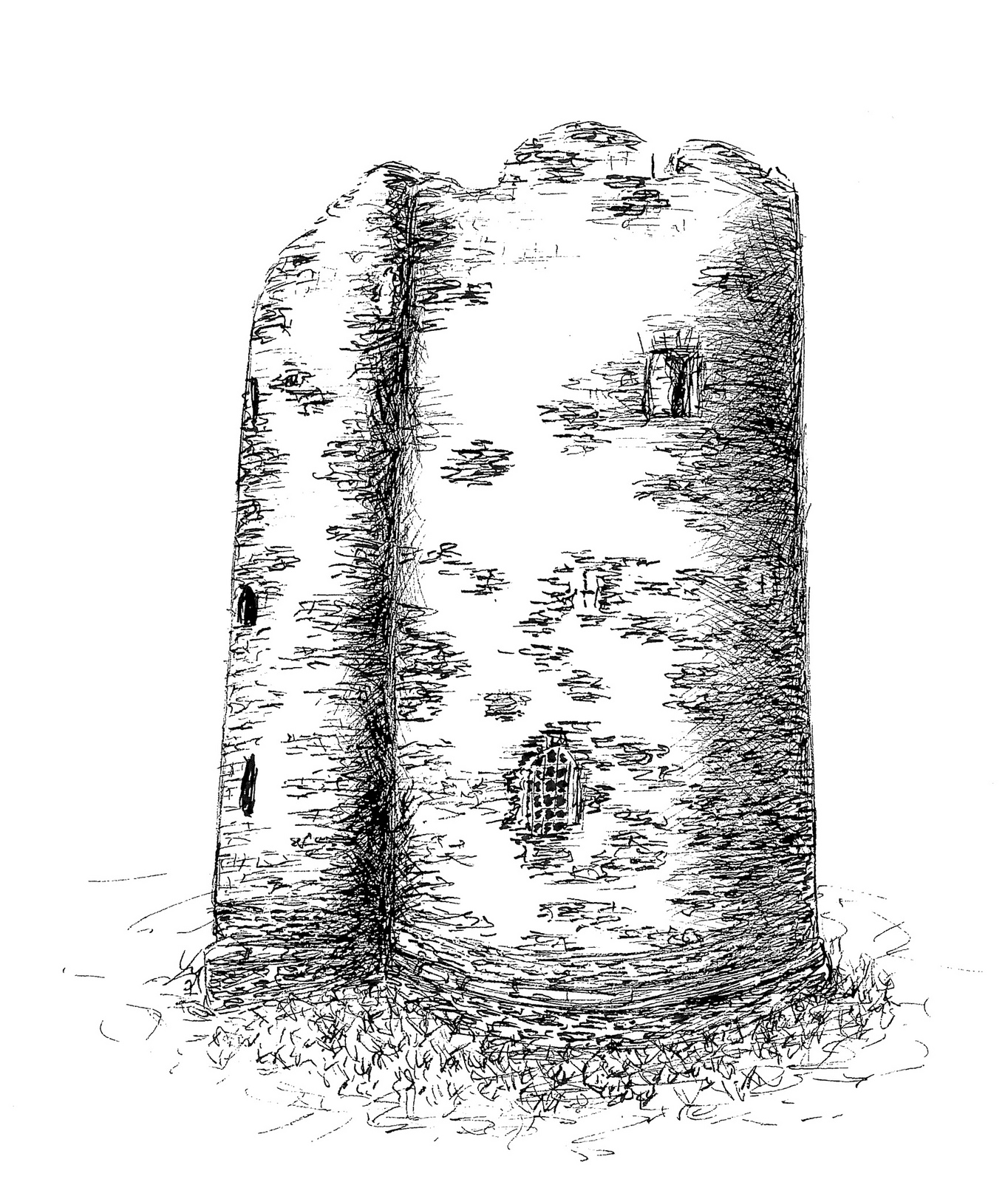 Cow Tower pen drawing.